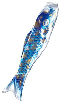BESPORTBLE Japanischer Karpfen-windsack Blau Fischflagge Koinobori Hängende Außen-deko Traditionelle Nobori Maritimer Windfahne Für Zuhause Oder Boot