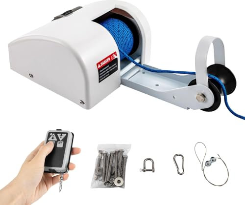Marine Anchor Winch with Remote Control, Heavy Duty Boat Windlass Kit for Secure Anchoring, Ideal for Boats with 20lbs Anchor Weight
