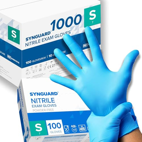 1000 Nitril-Handschuhe, puderfrei, latexfrei, hypoallergen, Lebensmittelhandschuhe, medizinische Einweghandschuhe (Größe S) (1000, Blau)