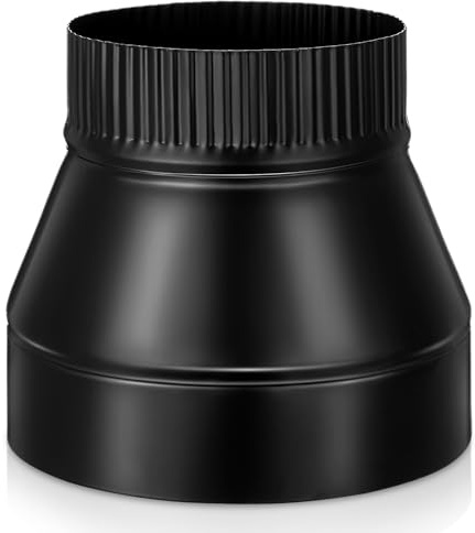 Moxweyeni Stove Pipe Reducer Black Matte Pipe Reducer Black Duct Adapter for Connecting Stove Flue to Chimney for Proper Ventilation for Chimney Conversion(Decrease,7 to 6)