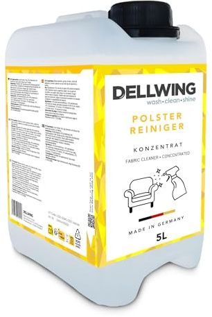 Dellwing Detergente per tappezzeria concentrato 5 l, detergente per divani, tappeti, sedili auto e materassi, adatto per estrattori, aspirapolvere a umido e pulizia manuale, Made in Germany