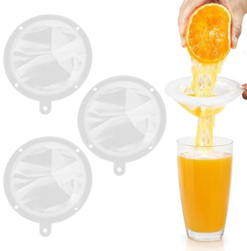 3 Piezas Colador Ultrafino de Malla de Nailon, Colador de Cocina Multiuso de Tela, Colado Kefir, Utensilio para Colar Café, Filtro Eficiente para Aceite y Jugos, Mango de Plástico