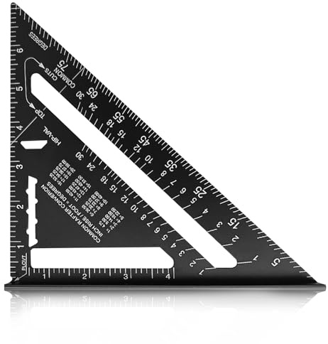 7 Inch Speed Square, Aluminum Alloy Carpenters Measuring Tool, 90 Degree Thickened Triangle Ruler for Woodworking, Angle Measuring & Marking, Ideal for Builders & Joiners