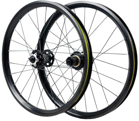 20-tums Hopfällbar Cykelhjulset 406 BMX-fälg 24H Skivbroms Barncykel Fram Bak Hjul Svarta Snabbkoppling 100/135mm, For 7-12-åringar HG-kassett