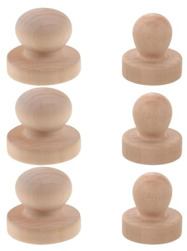 POPETPOP 3 Stück Runde Holzstempelgriffe aus Massivem Holz Komfortabler Griff Langlebig und Robust für DIY Basteln Scrapbooking und Dekorative Stempelhalter Klassische Handwerksqualität