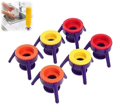 hayrayo Bottle Emptying Flip Kit,Reusable Milk Bottle Tops & Caps, 6Pcs Bo-ttle Holder and Dispenser Kit, Leak-Proof Glass Milk Bot-tle Tops with Easy-Flip Emptying for Most Bot-tles