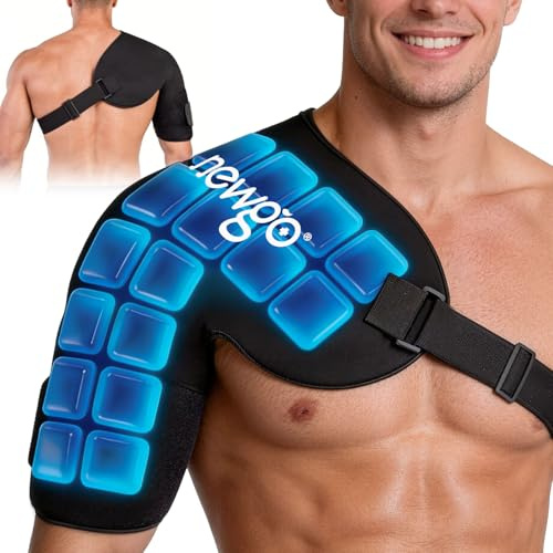 NEWGO Bandage d'épaule pour le froid - Sac de glace pour l'épaule avec gel de glace pour soulager les tensions, idéal pour le fitness, le travail et les loisirs (L)