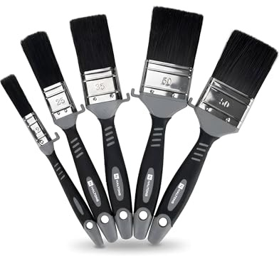 Haltons No Loss målarborstset 5 delar 1,3 cm 2,5 cm 3,8 cm 5 cm professionella målarborstar för väggar, trämöbler, slät finish, gör-det-själv-dekorationsverktyg