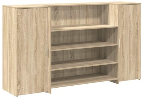 Mhdvray Bancone da ricevimento in rovere Sonoma, 180 x 50 x 103,5 cm, bancone da reception con 2 ripiani, bancone per vendite, bancone per banconi, bancone per ufficio, studio, salone e hall