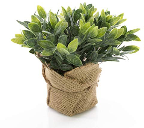artplants.de Artificial Sage VITUS in a jute bag, green-white, 8/20cm - Artificial kitchen herb/Fake plant