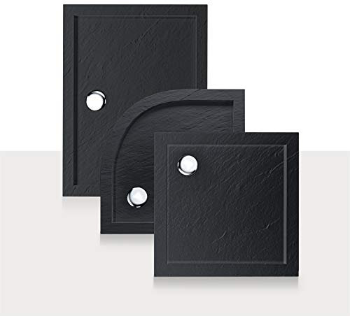 Receveur de douche 80x170x4cm rectangle acrylique avec bordures anthracite effet pierre mod. Flower