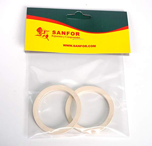 Sanfor 57047 Blister Lot de 2 Joints Plat pour cafetière Type Muse en Acier | 2 Tasses | Caoutchouc | Blanc