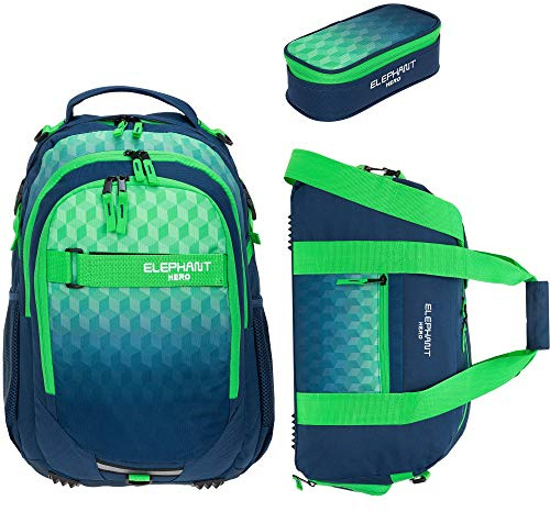 Elephant 3 Teile Set Schulrucksack Hero Signature 12810 Cube Green rsm | Rucksack, Sporttasche, Mäppchen