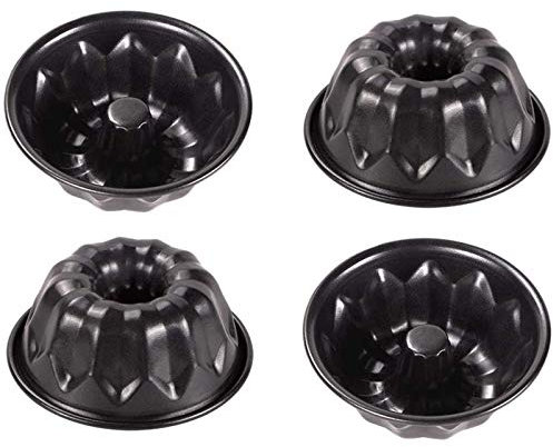 webake Molde para hornear con forma de anillo estriado de 11 cm Mini Molde de Kugelhopf para Hornear Antiadherente, 4 unidades