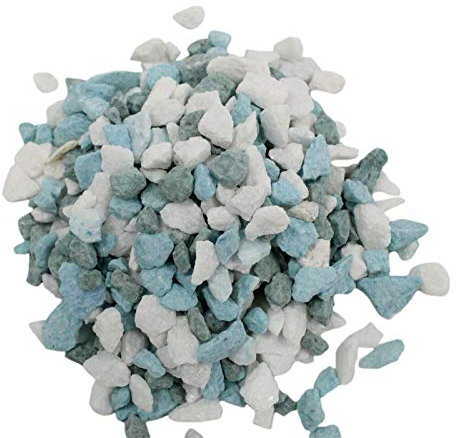 Bunte Dekosteine Natursteine 500 Gramm Grün Blau Rosa Aquarium (Blau & Weiß)