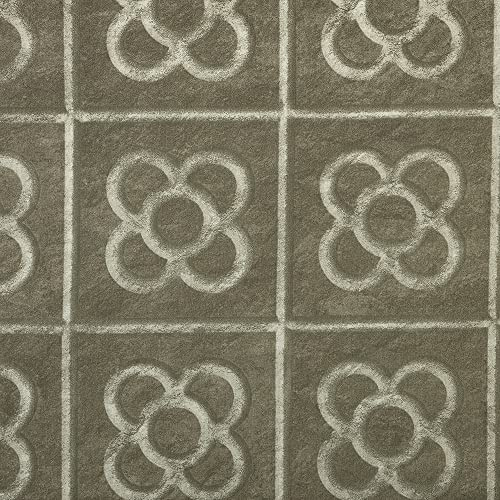 Kt KILOtela - Tela Loneta Estampada, Decoración, Tapizar, Cojines, Cortinas, Colchas, Bolsos, Manteles, Manualidades, 100 cm Largo x 280 cm Ancho, Geométrico, Panot, Flor de Barcelona, Gris ─ 1 Metro
