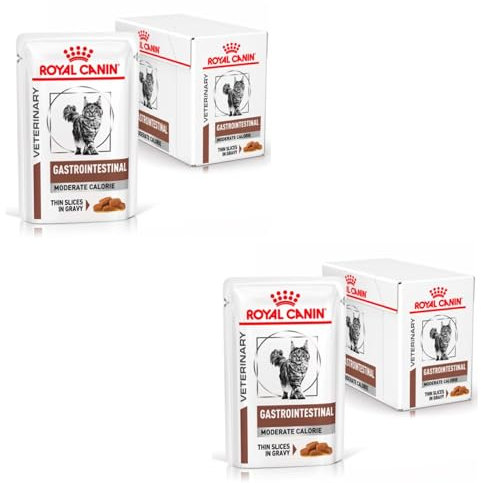 Royal Canin Veterinary Gatrointestinal Moderate Calorie | Doppelpack | 2 x 12 x 85 g | Diät-Alleinfuttermittel für Katzen | Zur Linderung akuter Resorptionsstörungen des Darms