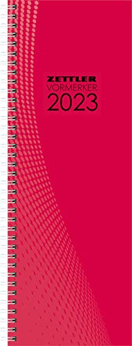 Vormerkbuch rot 2023 - Bürokalender 10,5x29,7 cm - 1 Woche auf 2 Seiten - mit Ringbindung - robuster Kartoneinband - Tischkalender - 709-0011