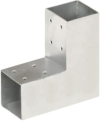 Gecheer Pfostenverbinder L-Form Hülsen Balkenschuh Holzverbinder Eckverbinder Pfostenecke Balken Verbinder Feuerverzinkt Verzinktes Metall 71 x 71 mm, Verzinktes Metall for Balkenverbindung