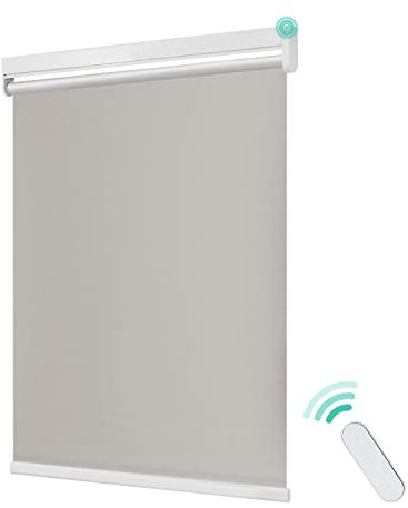 Allesin Elektrisches Verdunklungsrollo nach Maß mit Fernbedienung, Breite 45-120cm, Höhe 50-200cm, 100% Verdunklung, Smart kompatibel mit Alexa, Klemmfix ohne Bohren, M100 Serie