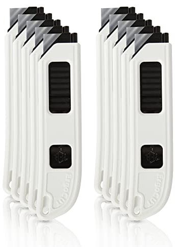 10er Pack Cuttermesser Sicherheitsmesser mit automatischem Klingeneinzug, eronomisches Design, beidseitig bedienbar