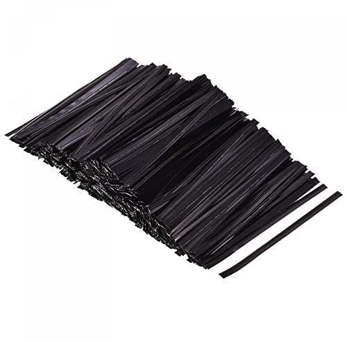 sourcing map 750 Pcs 2.5 6cm Foil Twist Ties, Black | Metallic Plastic, Closure Tie for Tying Bread, Candy, Cookies, Gift Bags Arts