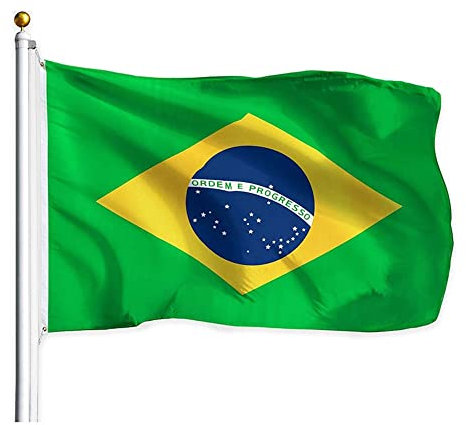 Drapeau Brésil 150 x 90 cm Drapeau Brésilien avec 2 œillets Métalliques Fanion Grand Brazil Flag Parfait Pour Les Festivals Manif Decoration Extérieur Jardin Défilé