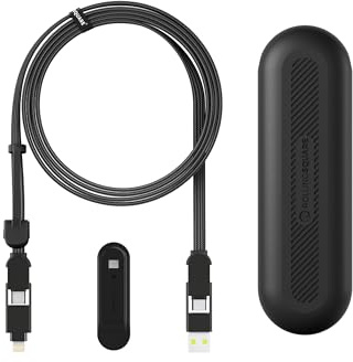 Rolling Square inCharge XL 200 cm - USB-C-Kabel, Universal-Smartphone-Kabel, Geschenk für Männer, 6-in-1-Universalladegerät für Smartphones, technisches Gadget, Schwarz, Lightning-Kabel 100 W