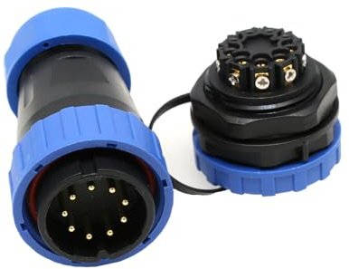 ZBLZGP TY28 9 Pin Waterproof Connector, 10A Screw-Crimp Solder-Free, Male Female Panel Mount Quick-Disconnect Plug Socket for Outdoor Power Systems