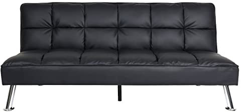 Mendler Sofa HWC-K21, Klappsofa Couch Schlafsofa, Nosagfederung Schlaffunktion Liegefläche 181x107cm - Kunstleder, schwarz