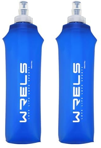 WRELS Soft Flask 2 Packs TPU Collapsible Water Bottle for Hydration Backpack Running Vest Folding Water Bottle for Hiking Running(500ml-2 Packs)