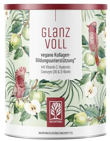 NATURTREU® Vegane Kollagen Pulver Alternative* - Collagen Bildungsunterstützung vegan mit Hyaluron, Q10, Biotin & Vitamin C - 300g veganes Pulver mit Apfelgeschmack