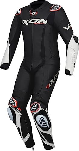 Ixon Vortex 3 Motorcycle Leather Suit 1 Piece Motorcycle Leather Tracksuits 1 Piece Man, Black/White, XXXL
