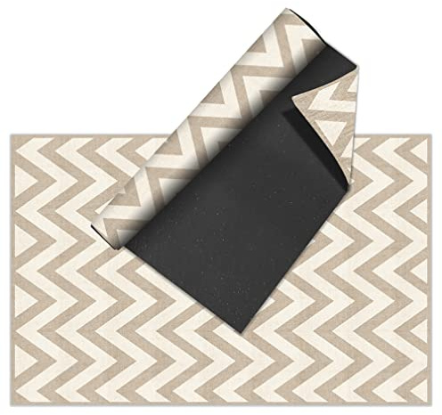 VINILIKO Design | Alfombra Vinílica Geométrica - Chevron Marrón 200x300 cm - Interior y Exterior, Antideslizante, Impermeable, Lavable - Varios Tamaños - Alfombra Vinilo Salón, Terraza