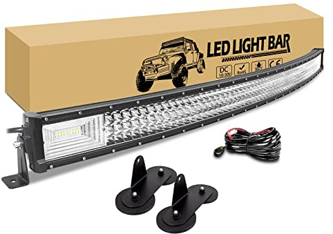 RIGIDON Gebogen Led Arbeitsscheinwerfer Bar mit 12V Kabelbaum kit, 52 Zoll 132cm 675W 6000K Led lichtleiste kfz und Magnet halterungen Offroad beleuchtung für 4x4 Auto Traktor LKW PKW SUV Fahrzeuge