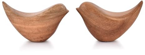 Indus Lifespace Acacia Wood Bird Statues Set Home Décor Bird Sculpture for Living Room, Bathroom, Office Modern Style Birds Decorative Ornaments (11.43cm x 5.08cm x 6.35cm)