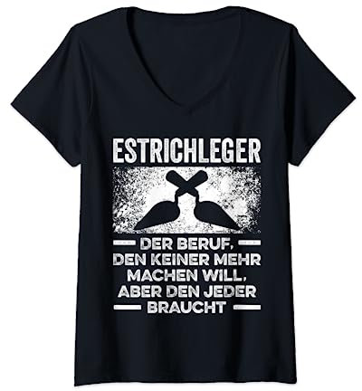 Estrich Legen Für Estrichleger Estrichbauer Handwerker T-Shirt mit V-Ausschnitt