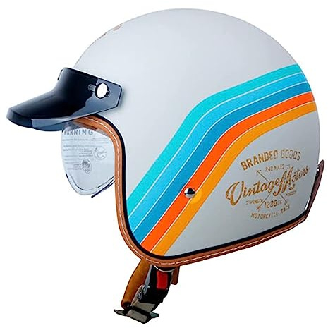 Casco Jet Vintage,Mezzo Casco Motociclista Uomo Donna Omologato ECE/DOT Caschi Jet Caschi Cromwell Con Visiera Parasole 3/4 Casco Moto Scodella Per Cruiser Scooter Street
