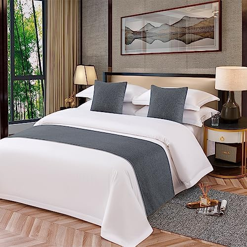 OSVINO - Fodera per letto in poliestere tinta unita, protezione per camera da letto, decorazione, sciarpa da letto (Grigio scuro, matrimoniale/king)