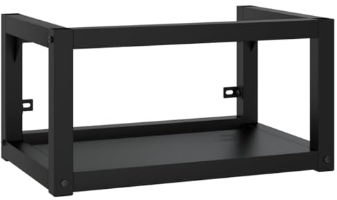 vidaXL Black Iron Wall-Mounted Bathroom Washbasin Frame - Contemporary Weather-Resistant Storage Stand - 23.2”x15”x12.2”