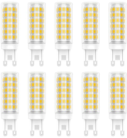 ZFQ G9 LED-Leuchtmittel 9 W, entspricht 90 W Halogen, Kaltweiß, 6000 K, 900 lm, Kein Flackern, Nicht Dimmbar, energiesparende G9-LED-Glühbirnen für Heimbeleuchtung, AC 110–240 V, 10 Stück