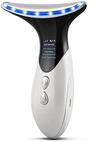 JVSURF Face Neck Massager, 3-in-1, Electric Facial Massager, Anti-Wrinkle Face Device, White