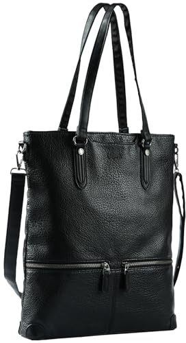 Lasaviin bärbar datorväska, läderarbetsväska för datorväska vattentät lätt axelväska handväska crossbody väska, Svart, Laptop bärkasse hållbar lätt