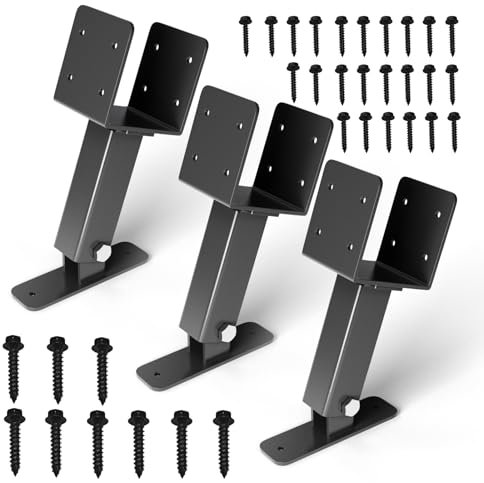 Pergola, confezione da 3 pezzi, in acciaio inox 304, colore nero, con angolo regolabile, staffe per pergola, copertura in legno, patio