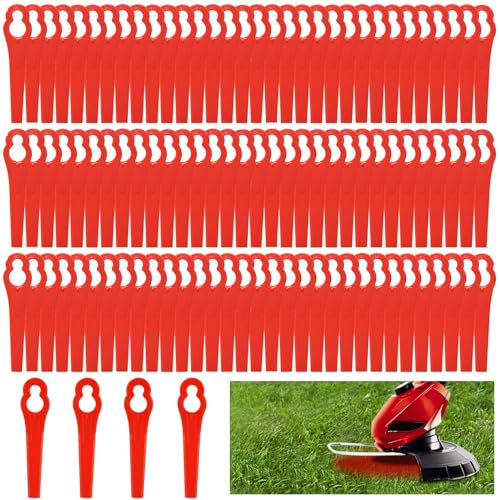 Rasentrimmer Messer, 100 Stück Rasentrimmer Ersatzmesser, Kunststoff Ersatzmesser Set, Rasenmäher Klinge Kunststoff, Rasenmäherklinge Ersetzen, Rasentrimmer Zubehör, Für Rasenmäher und Trimmer