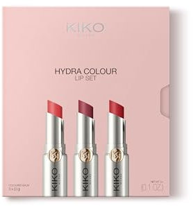 KIKO Milano Hydra Colour Lip Set 01, Kit Containing 3 Coloured Lip Balms With Hydrating Properties
