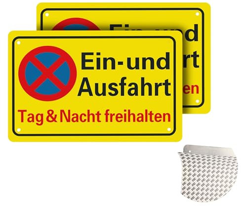 Einfahrt Ausfahrt Freihalten Schilder Metall Aluminium Parken Verboten Schild Eingang Freihalten Auch Gegenüber Signophi Warnschilder Verbotsschilder Zufahrt Freihalten Garage Freihalten (Gelb 2 Pcs)
