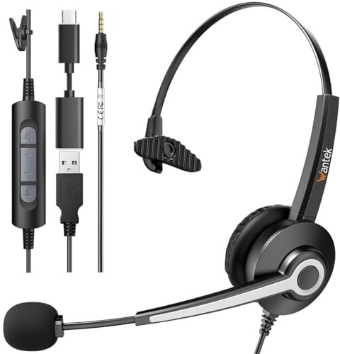 USB Headset with Microphone,Computer Headset with Noise Canceling Microphone for PC Laptop