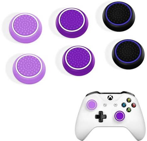 DLseego Capuchons de poignée de Pouce pour PS4 PS5 Xbox Controller,6PCS Silicone Thumb Stick Grip Cover Dots Studded Design Joystick Controller Thumb Grip Cap,Purple