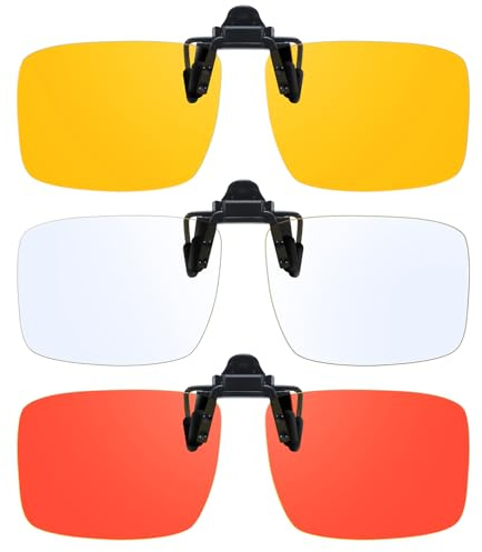 VIEWBETTER 3 Pack Clip On Blue Light Blocking Glasses for Eyes Strain/Light-Sensitive Flip Up Computer Gaming Glasses BL801